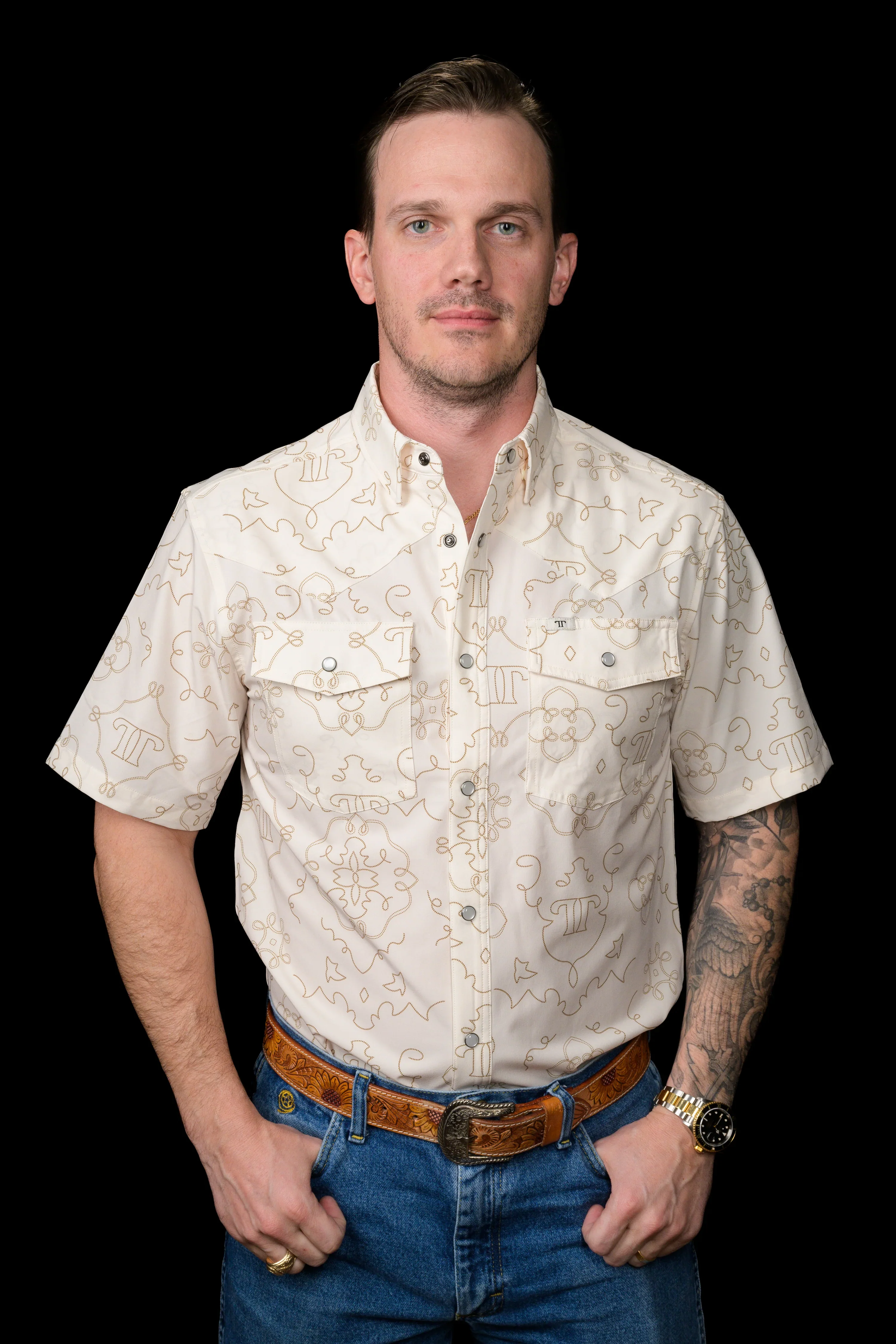 Ferrell The Carson in Beige Short Sleeve Snap