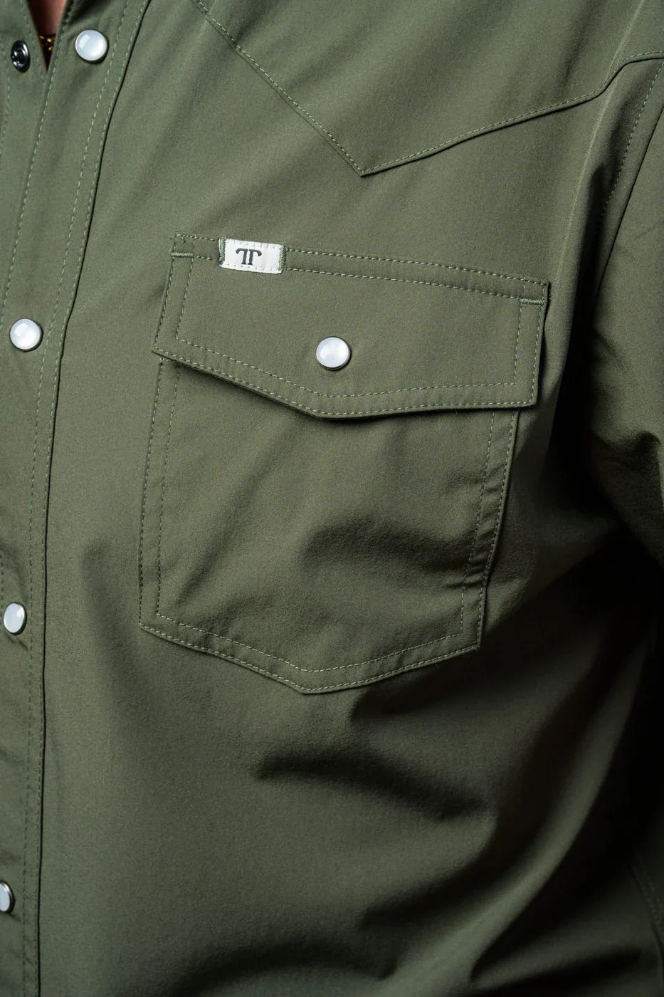 Ferrell CORE - Men's Olive Green Short Sleeve Snap Shirt - Image 3