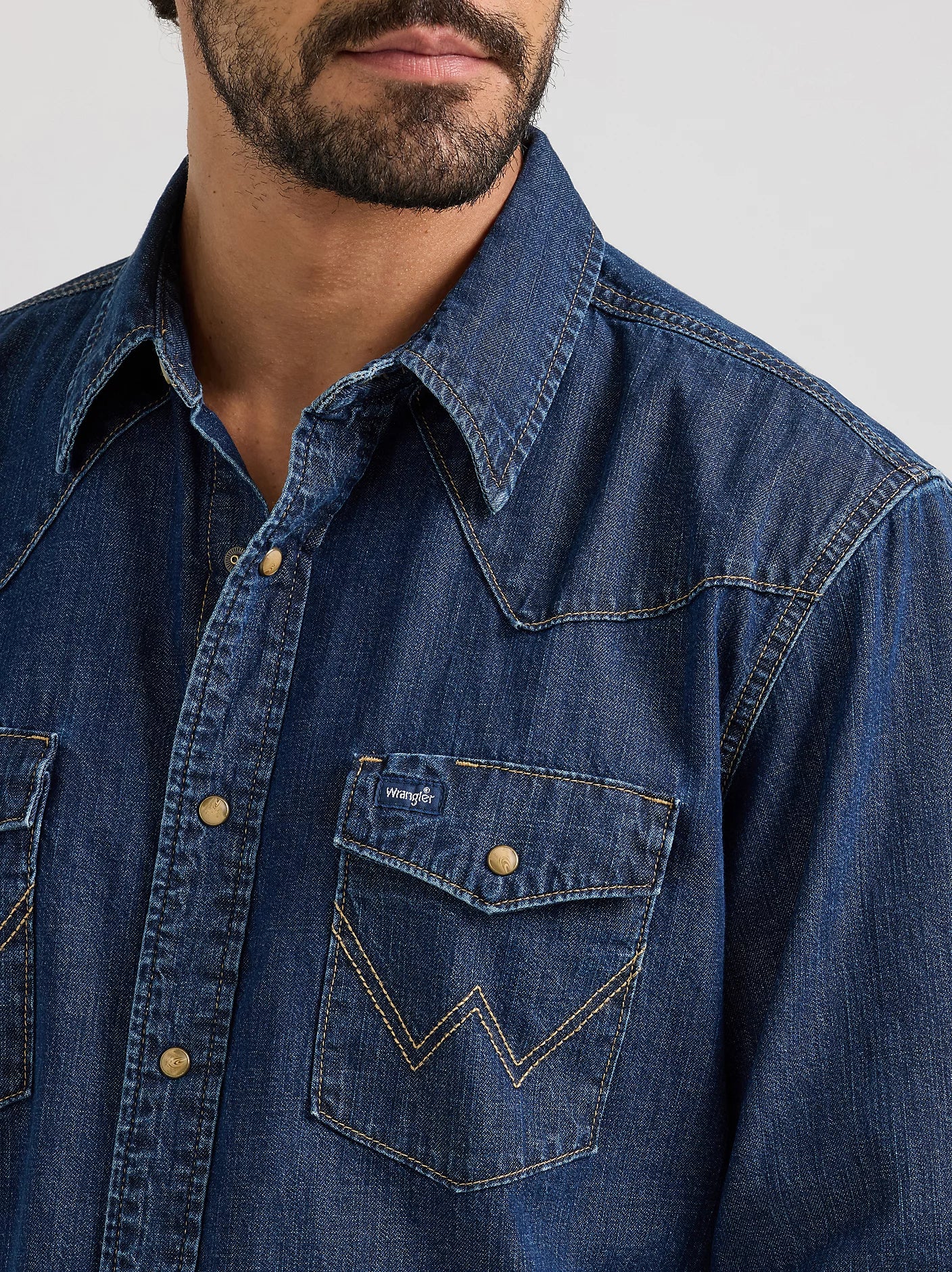Wrangler® Classic Denim Western Snap Shirt - Image 4