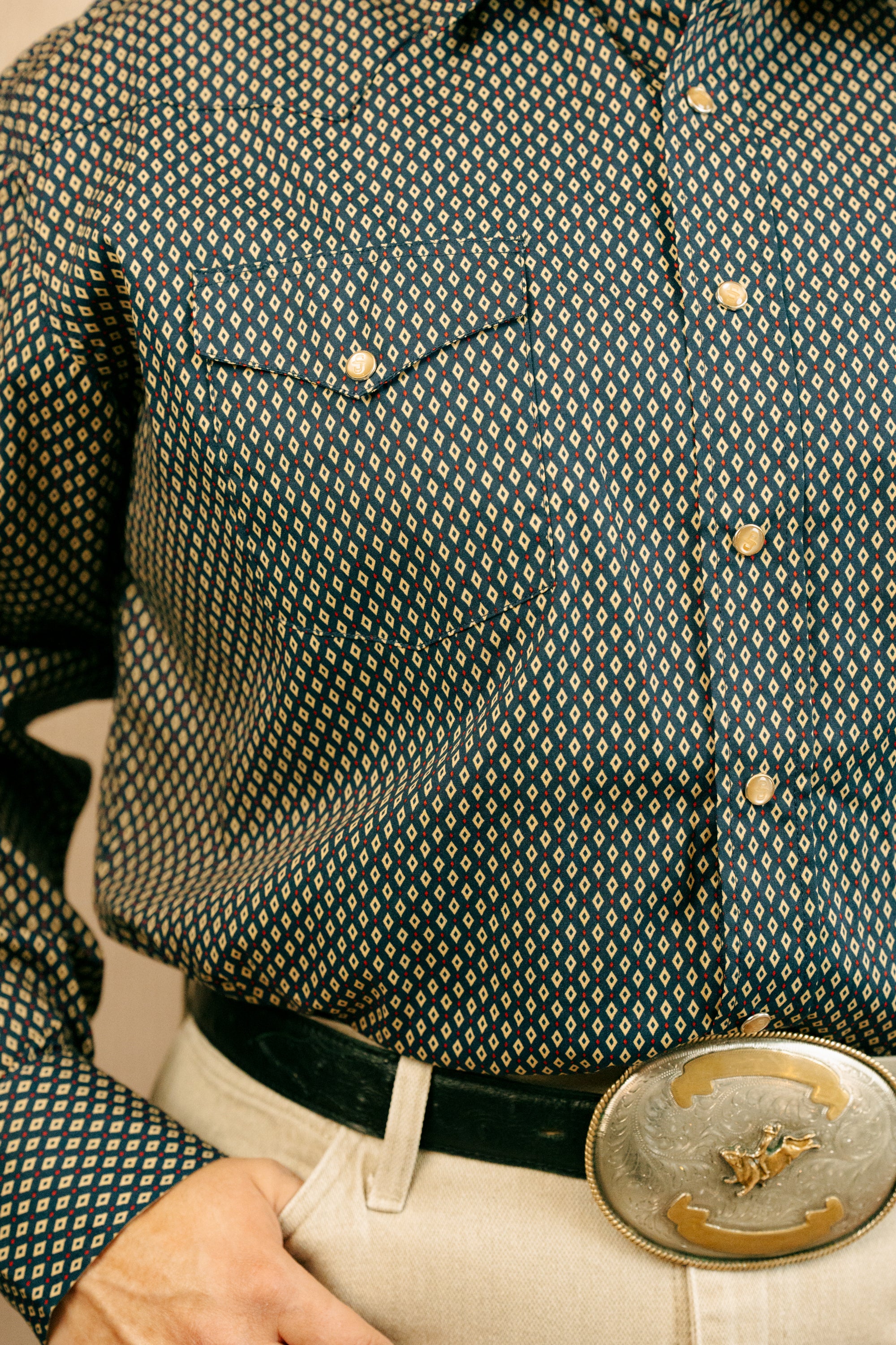 Stetson Geometric Snap Front Shirt - Blue Heirloom - Image 5
