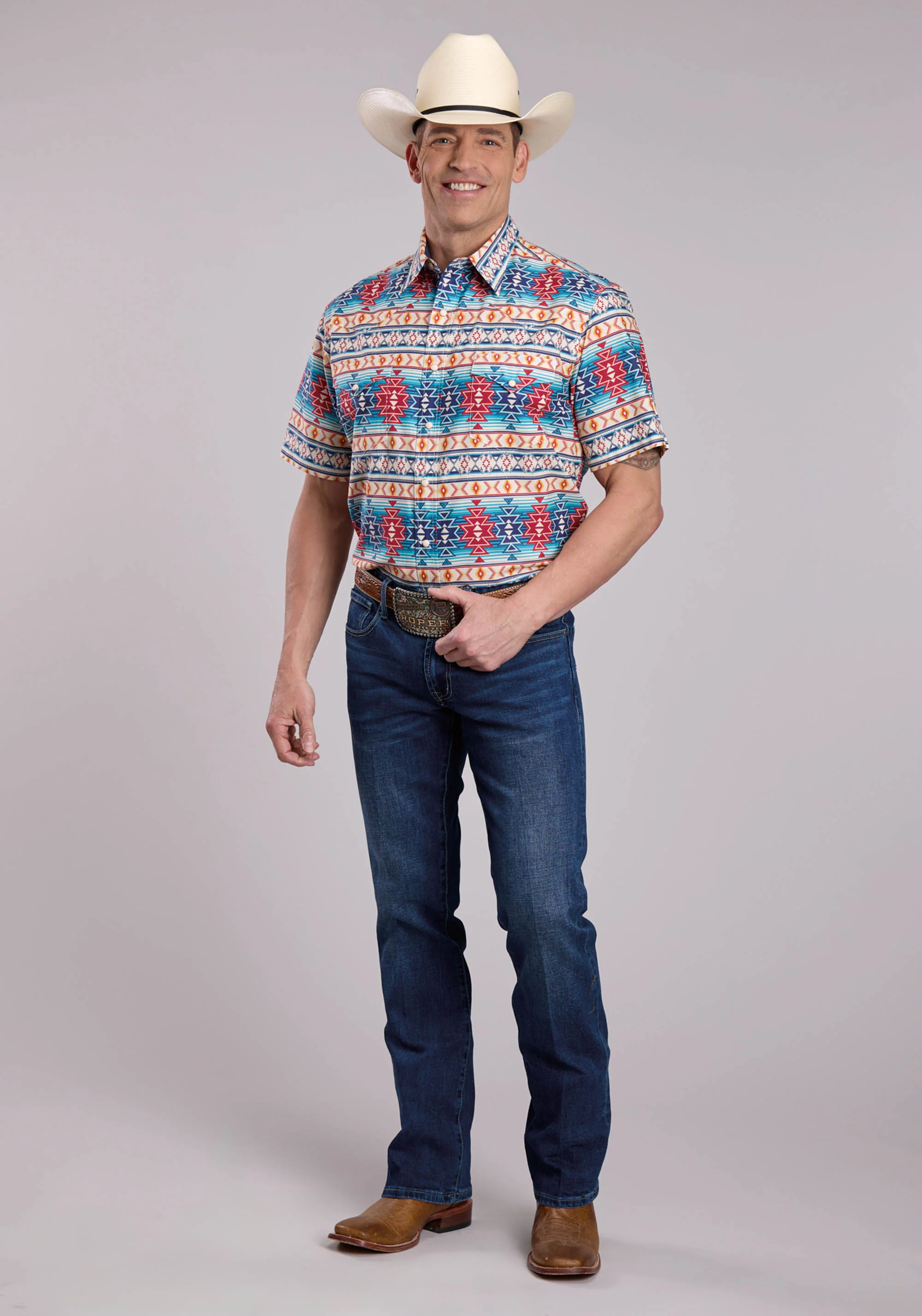 Roper Horizontal Stripe Short Sleeve Shirt - Image 2