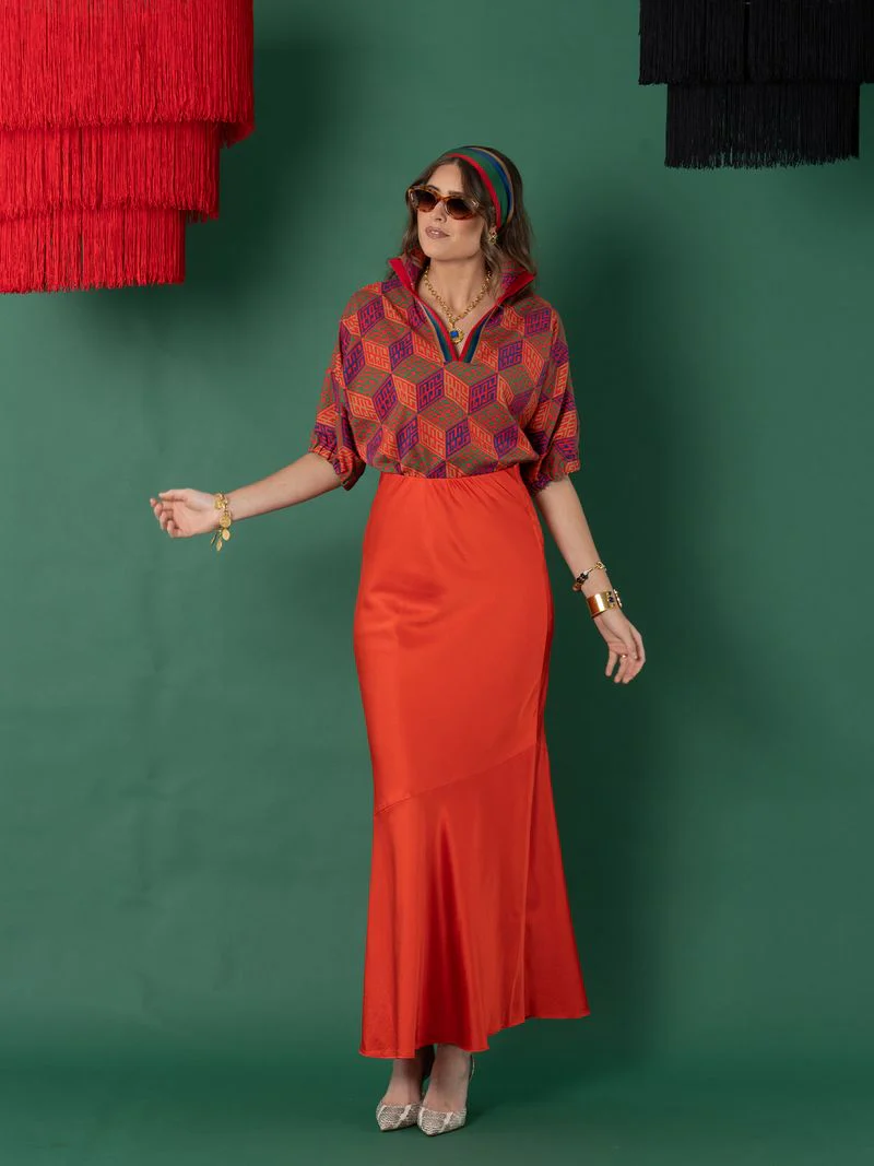 Emily McCarthy Bias Silk Cotton Skirt - Image 4