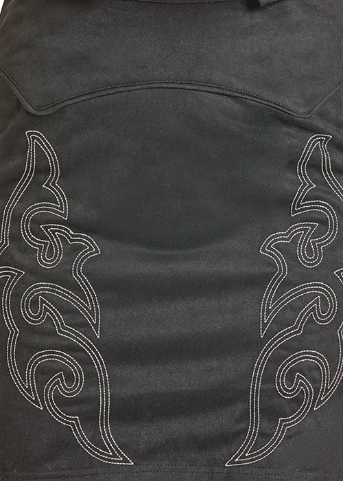 Rock & Roll Denim Microsuede Boot Stitch Skirt - Image 3