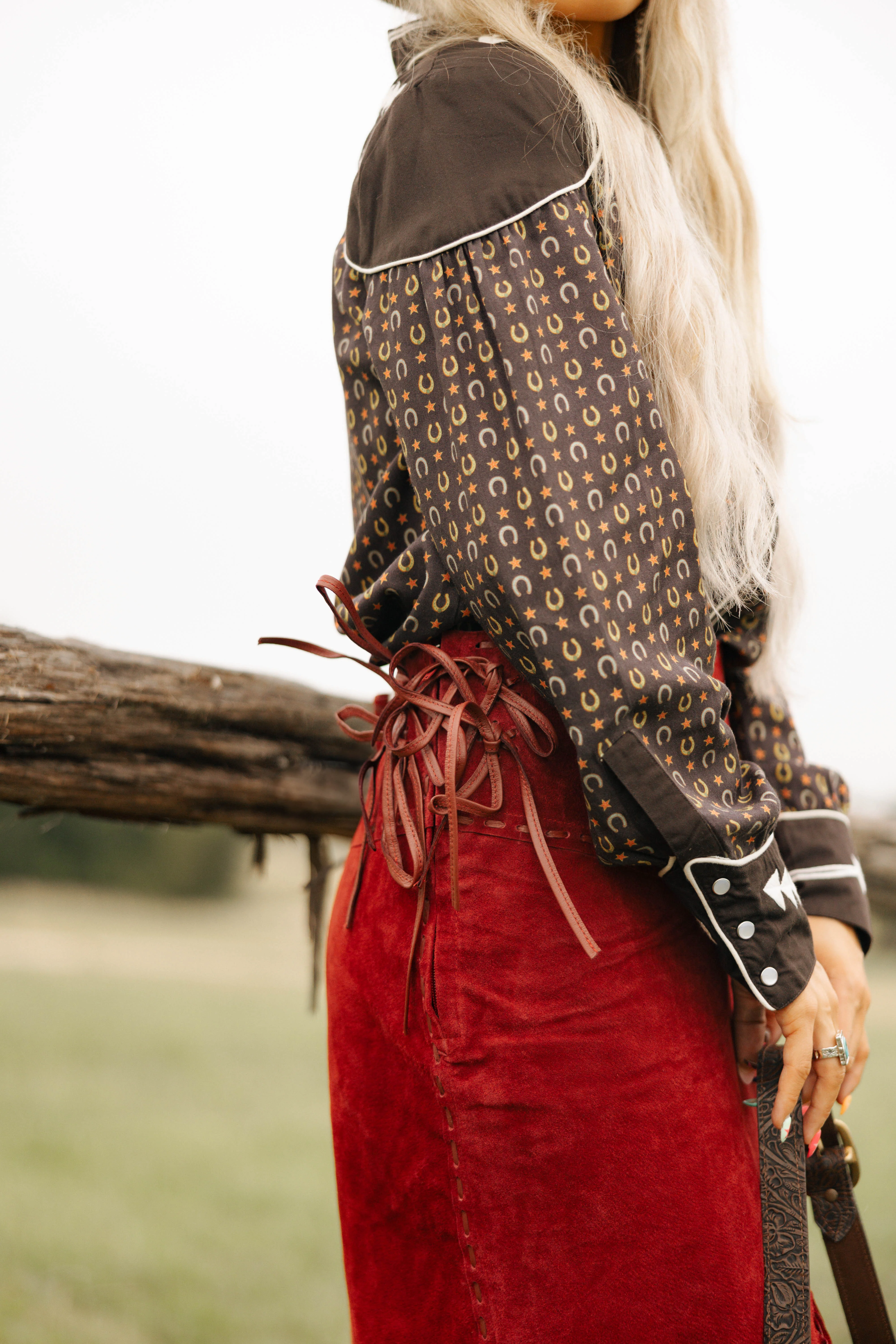 Scully Suede Long Fringe Skirt- Red - Image 7