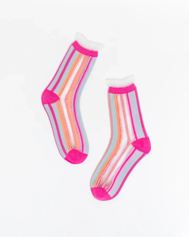 SOCK CANDY Candy Stripe Ruffle Crew Sock - Image 2