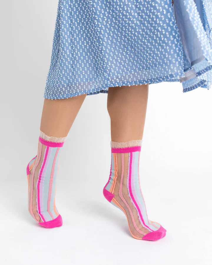 SOCK CANDY Candy Stripe Ruffle Crew Sock - Image 4