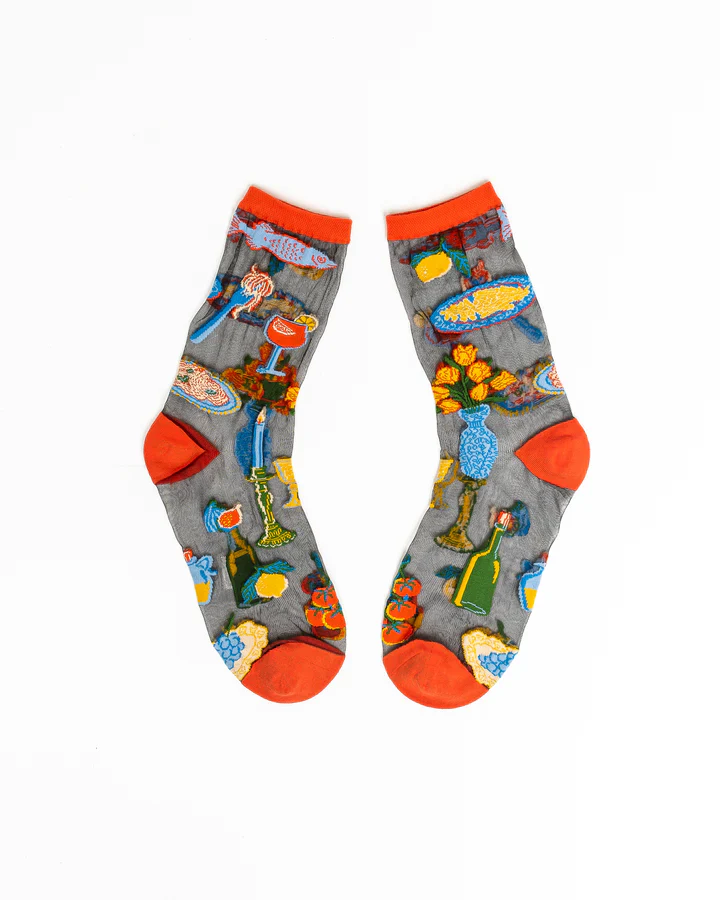 SOCK CANDY La Dolce Vita Black Sheer Crew Sock - Image 2