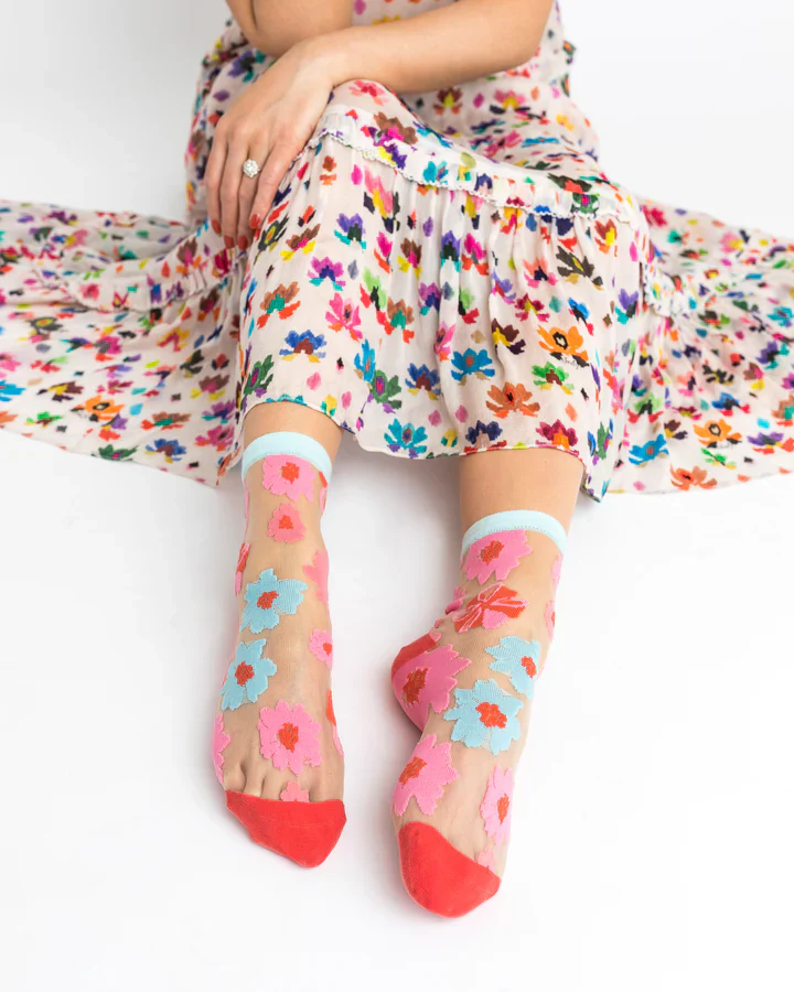 SOCK CANDY Ribbon Roses Sheer Ankle Sock - Image 3