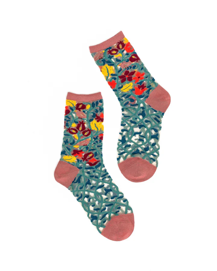 SOCK CANDY Tapestry Vines Sheer Crew Sock - Image 2