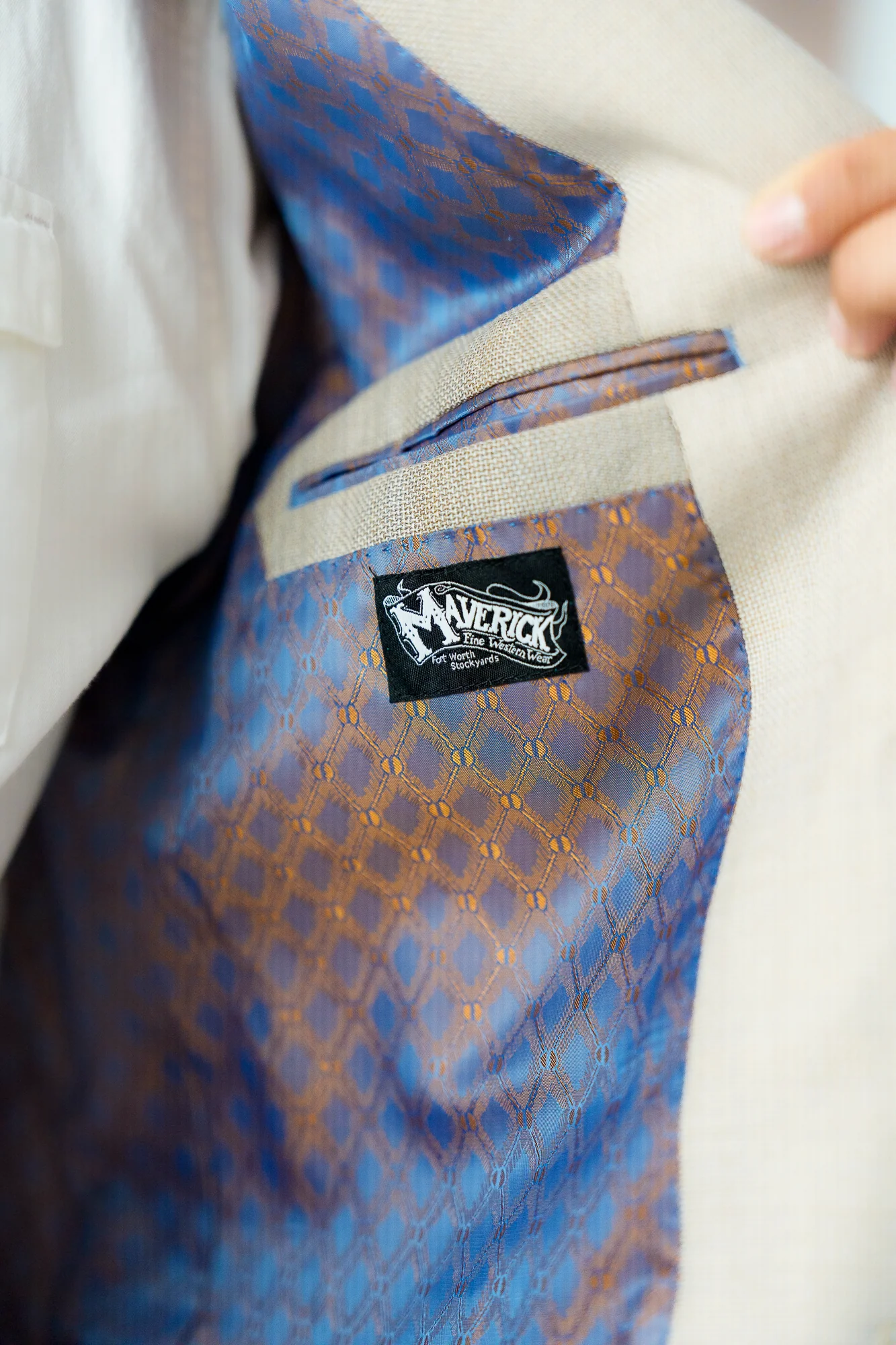 Maverick Exclusive Basket Weave Sand Sport Coat - Image 9