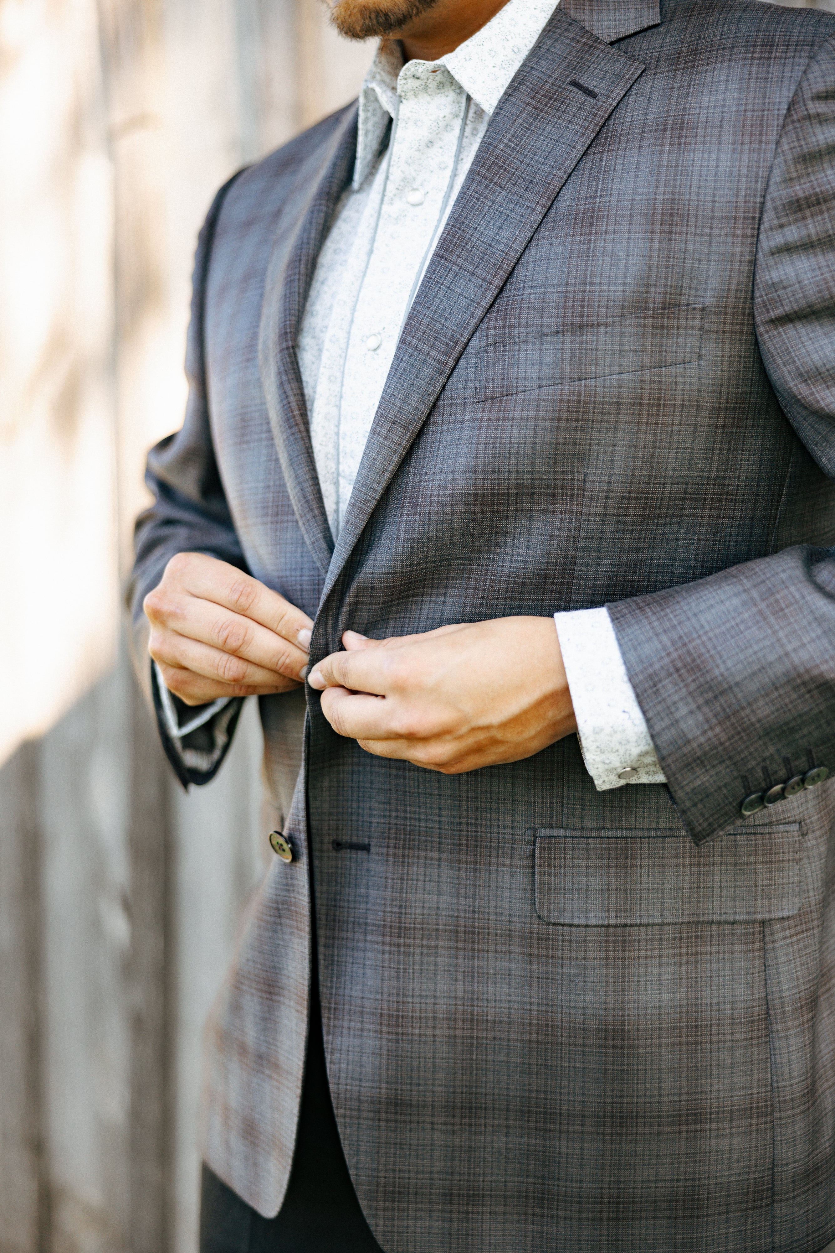 Byron Plaid Wool Grey and Rust Sport Coat - Image 4