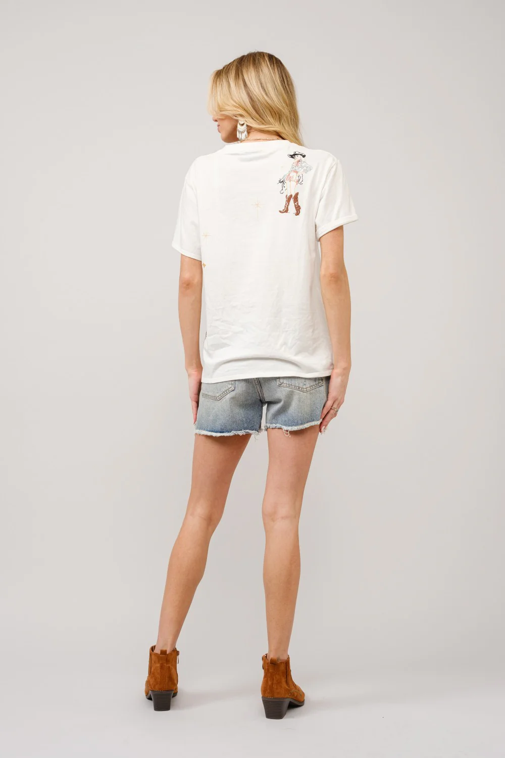 Blue B Western Motif Embroidered Graphic T Shirt - Image 5