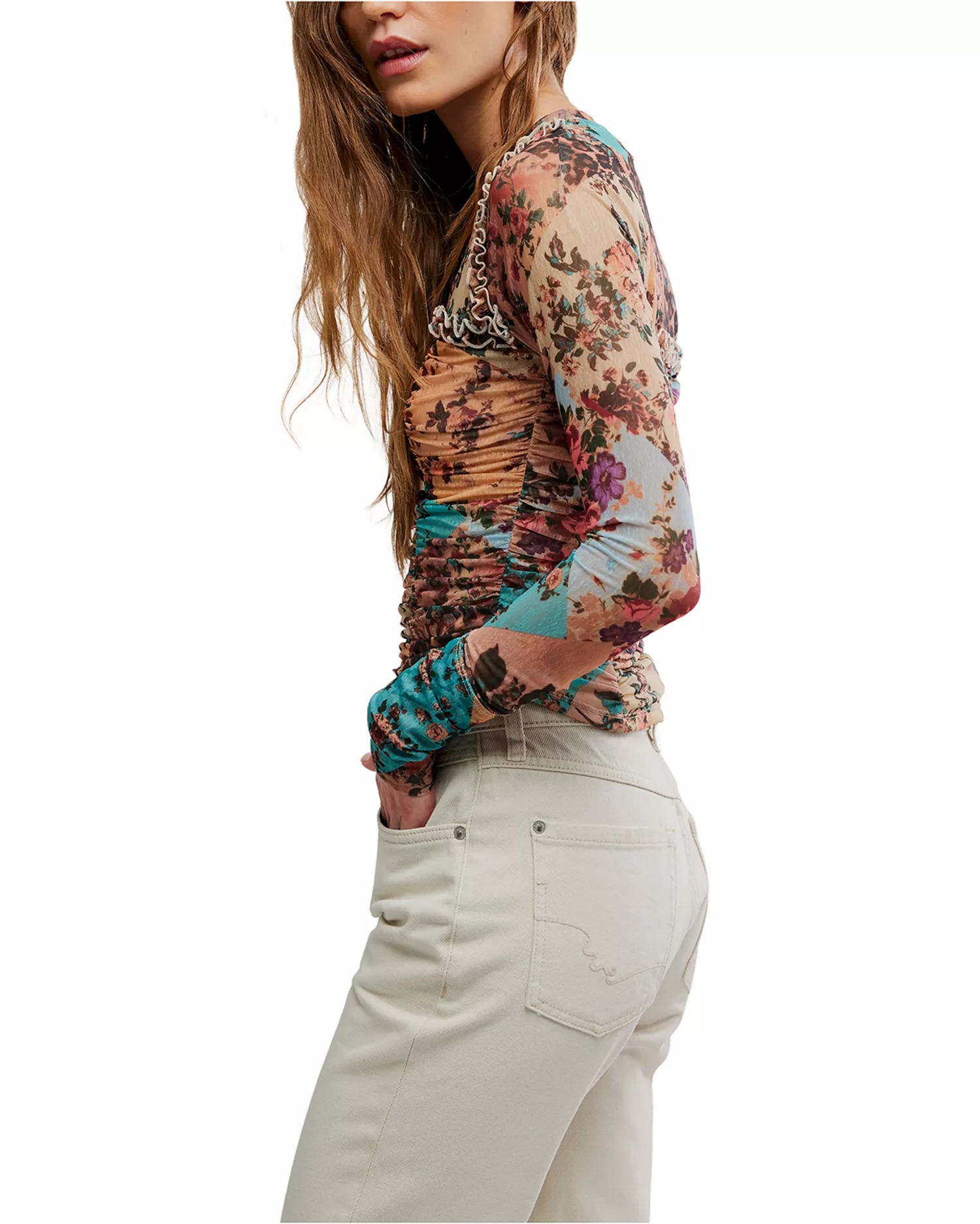 Free People Ariana Long Sleeve Ruched Top - Image 5