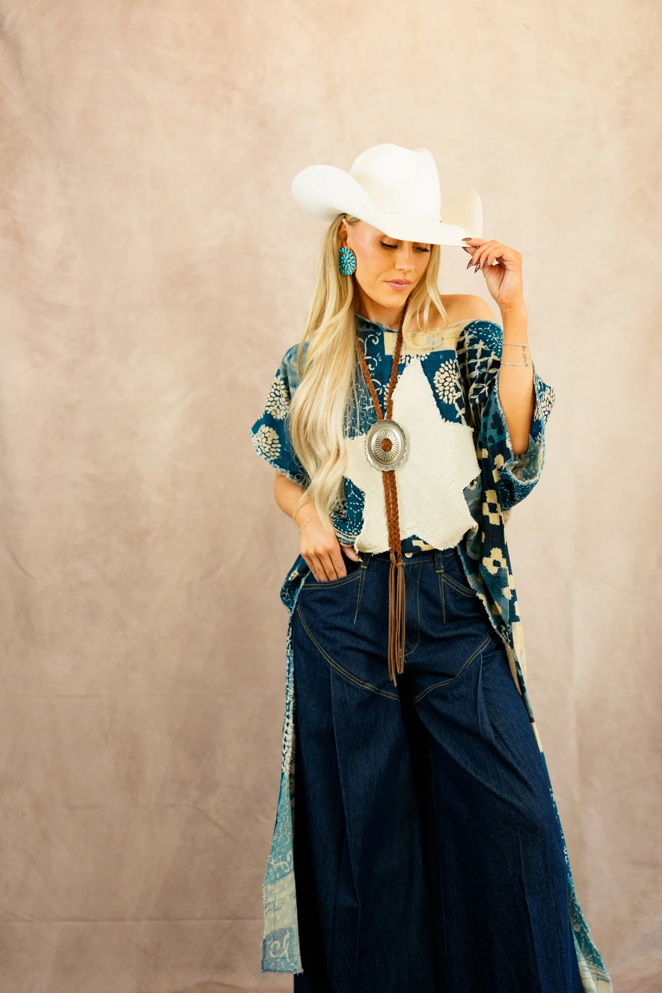 I Love Linen Hi-Lo Patchwork With Star Tunic - Image 5