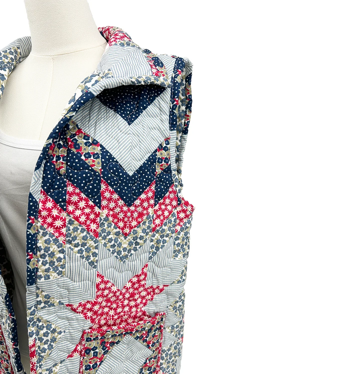 Ida Mae Adeline Patchwork Americana Quilted Ruby Vest - Image 3